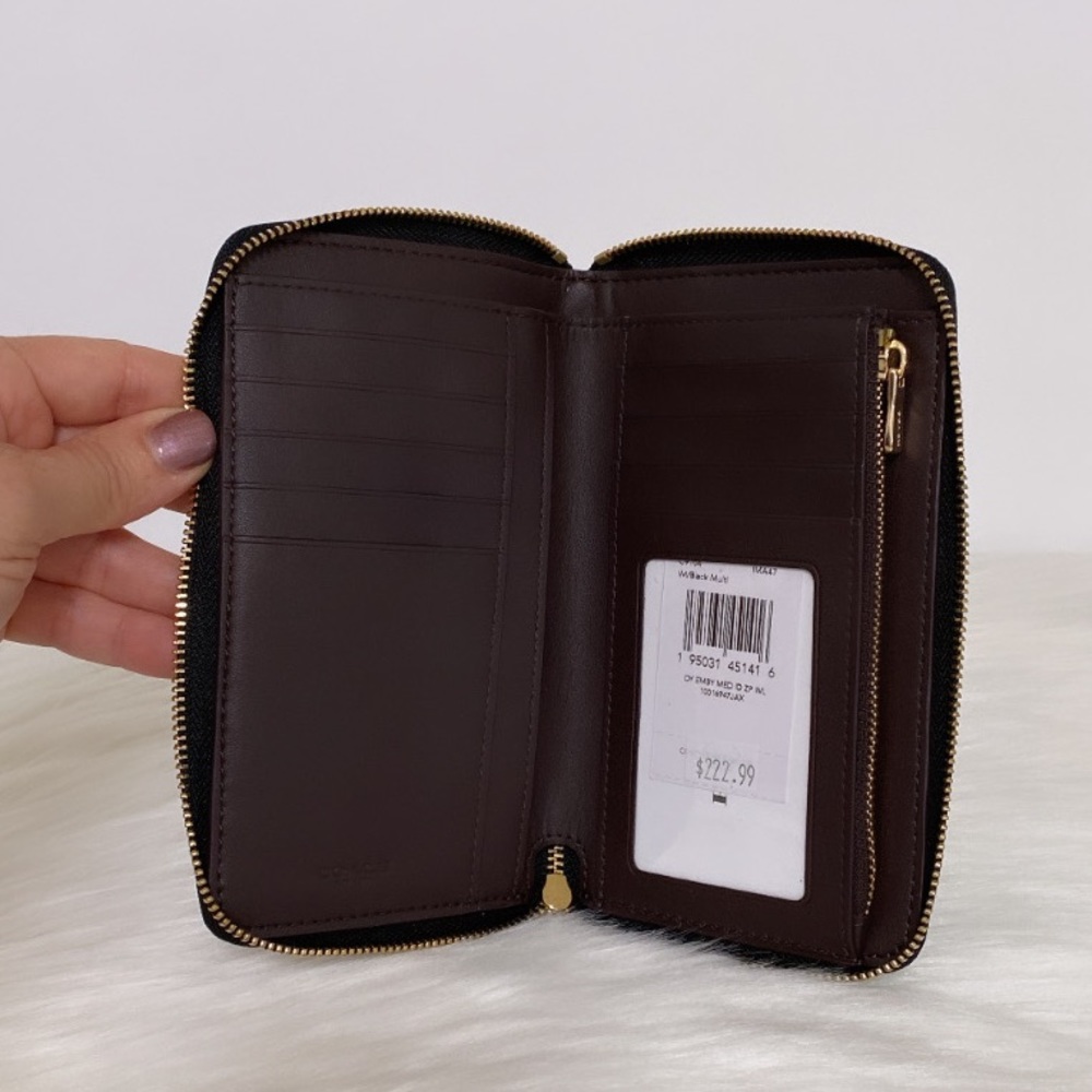 New💃Coach Medium Id Zip Wallet With Diary Embroidery - Picture 4 of 6